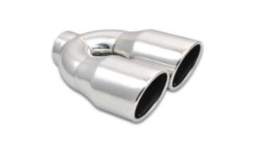 Picture of Vibrant 2-5in ID Dual 3-5in OD Round SS Exhaust Tip Single Wall Angle Cut