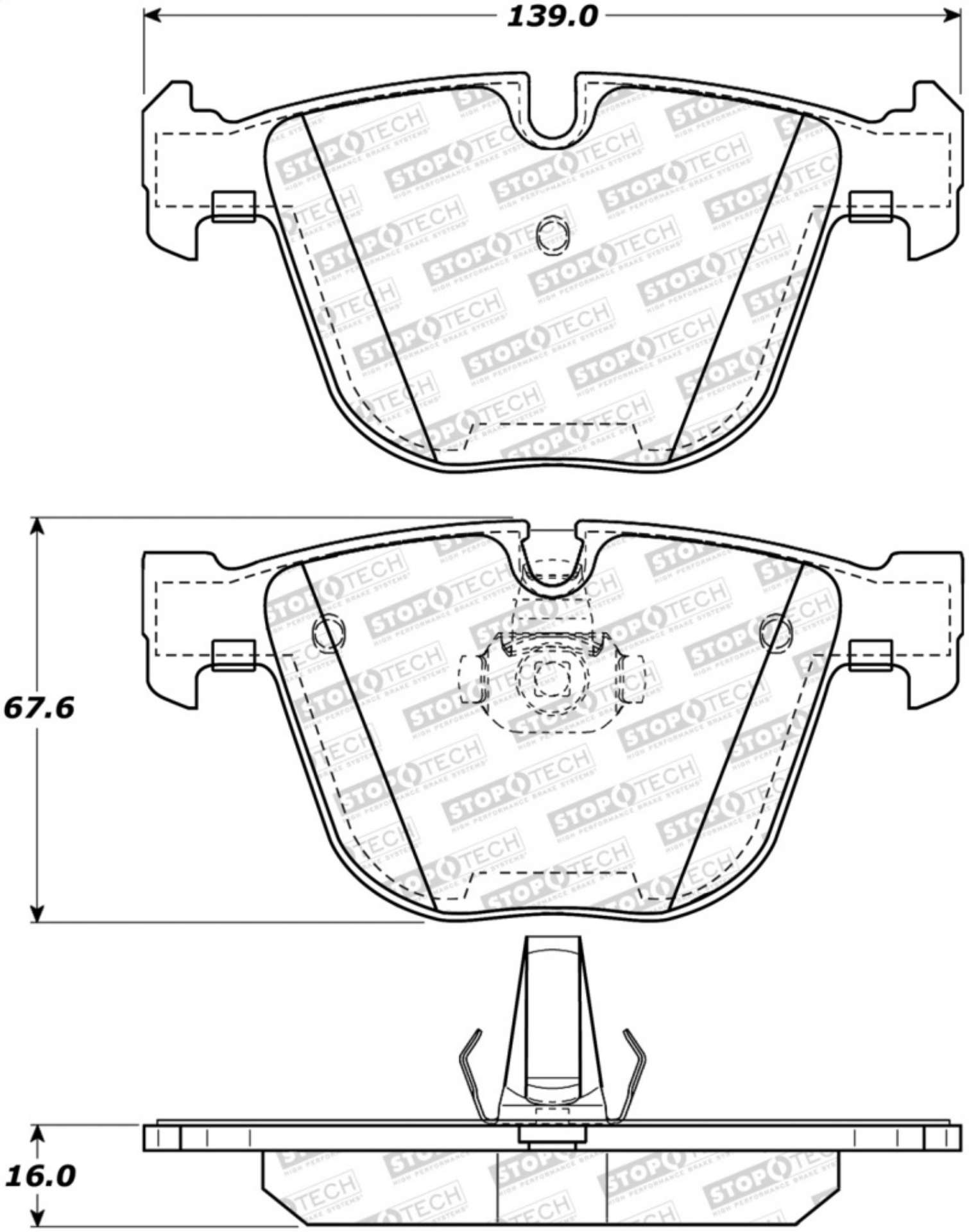 Picture of StopTech 10-16 BMW 5-Series Street Performance Rear Brake Pads