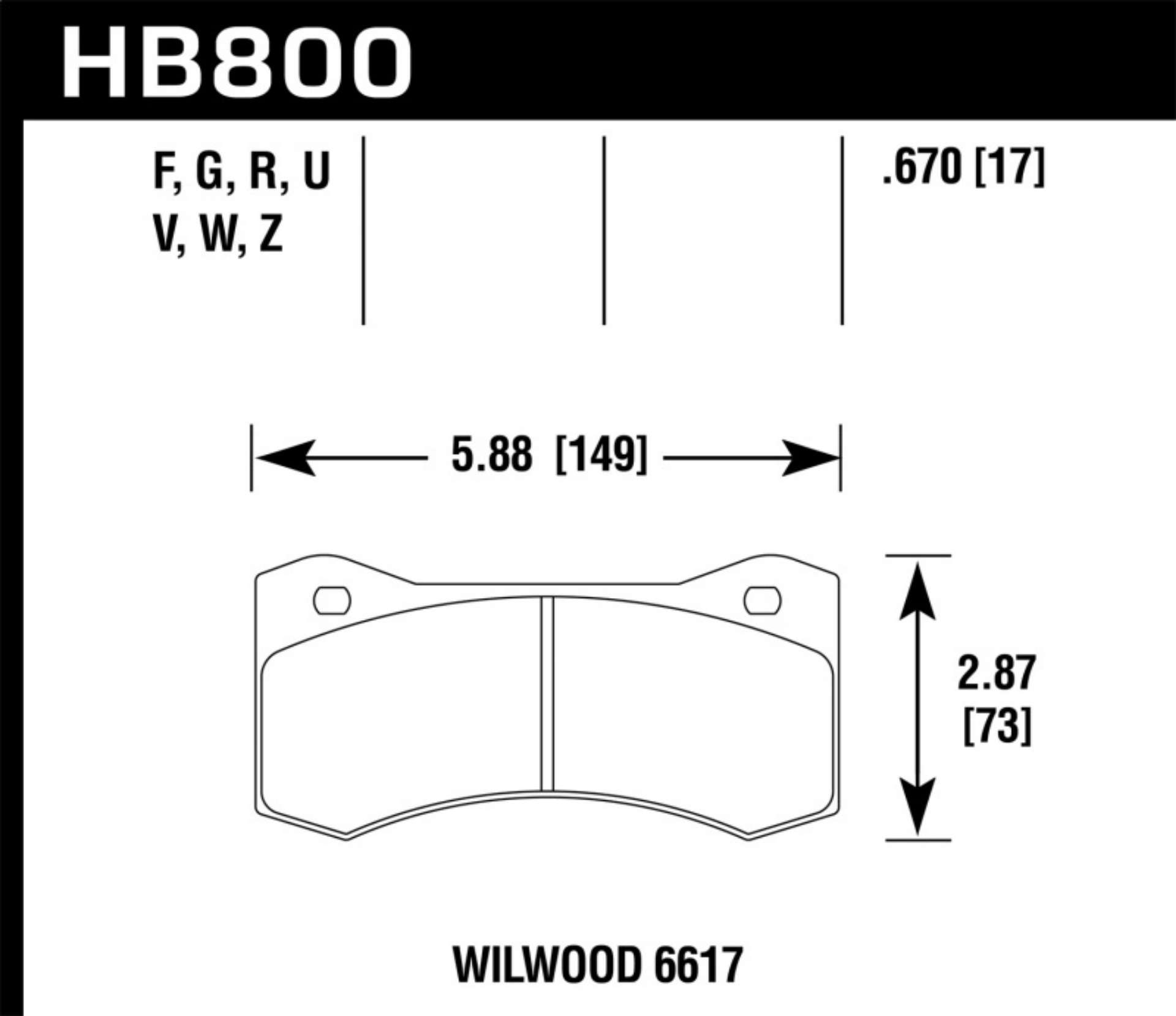 Picture of Hawk Wilwood 17mm 6617 Calipers HPS Street Brake Pads