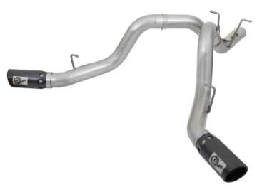 Picture of aFe ATLAS 4in DPF-Back Alum Steel Exhaust System w-Dual Exit Black Tip 2017 GM Duramax 6-6L td