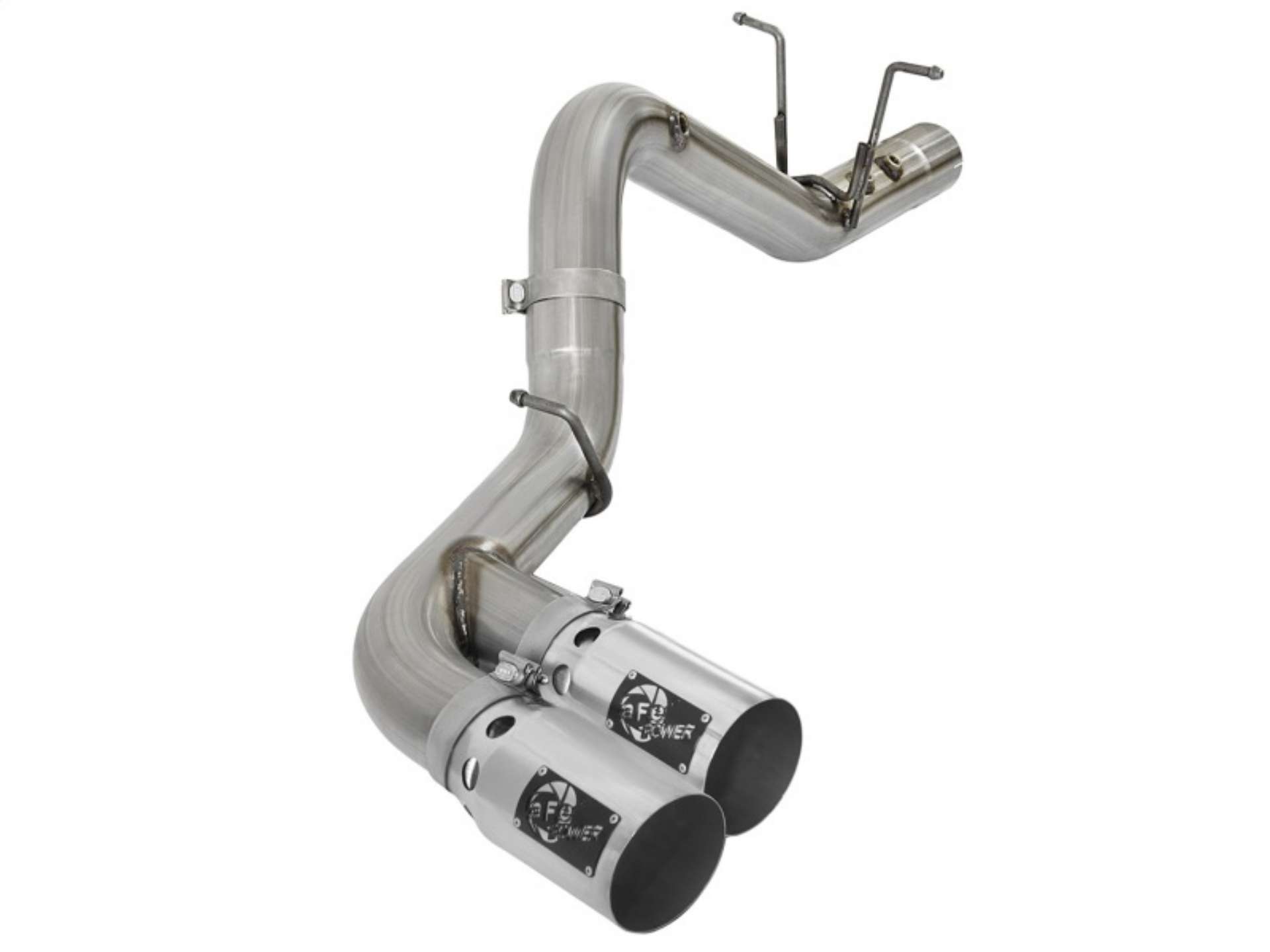 Picture of aFe Victory Series 4in 409-SS DPF-Back Exhaust w- Dual Polished Tips 2017 GM Duramax V8-6-6Ltd L5P