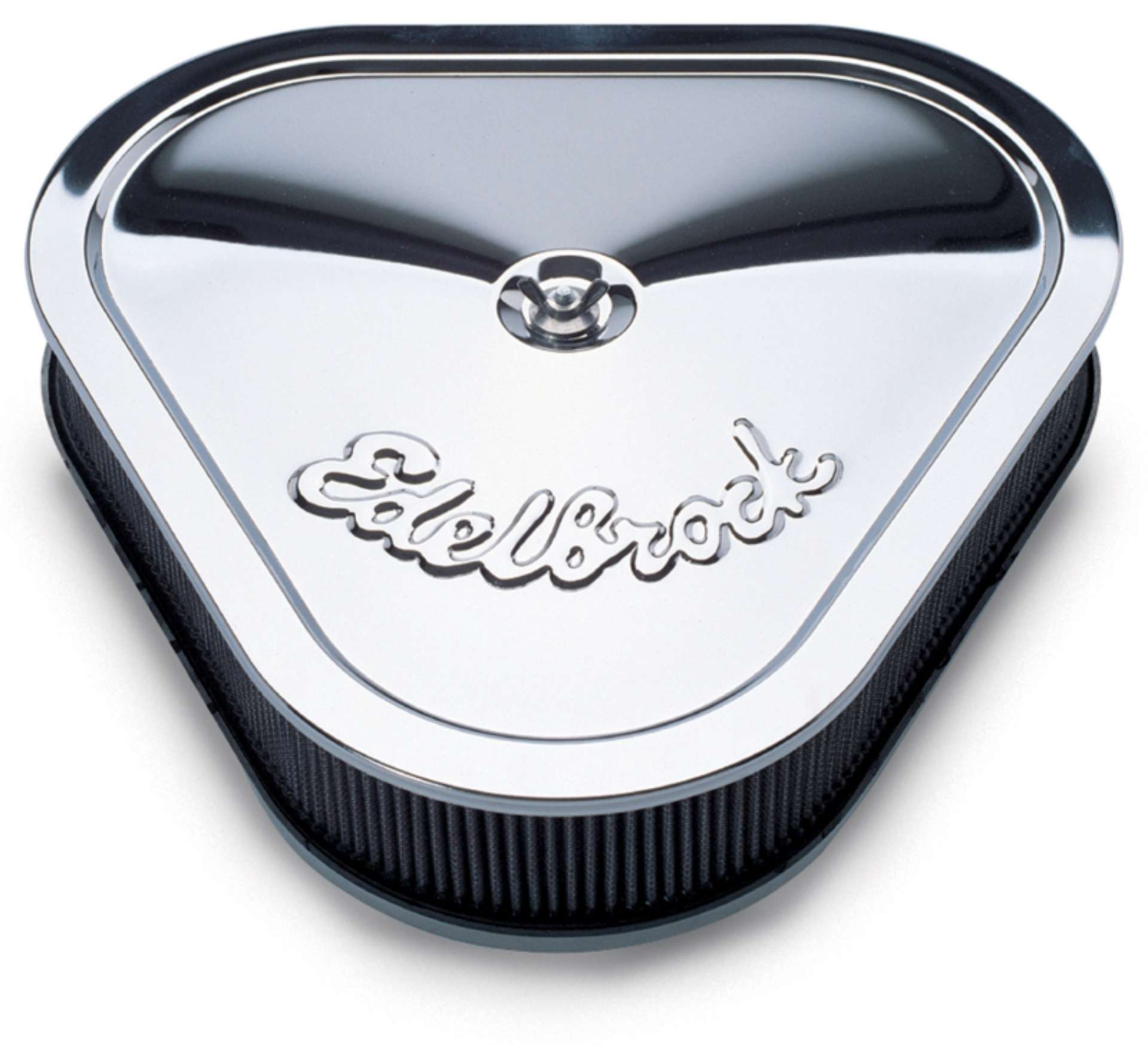 Picture of Edelbrock Air Cleaner Pro-Flo Series Triangular Steel Top 14 125In X 13 375In X 3 5In Chrome