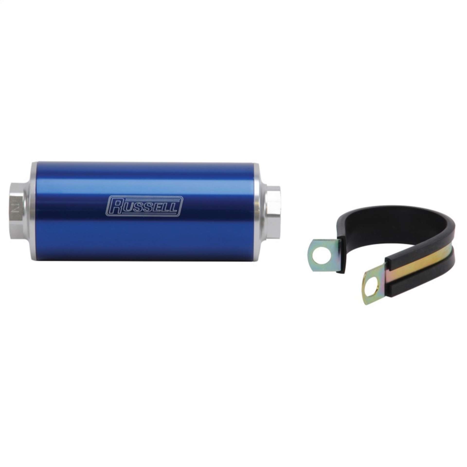 Picture of Russell Performance Profilter Fuel Filter 6in Long 10 Micron -10AN Inlet -10AN Outlet - Blue