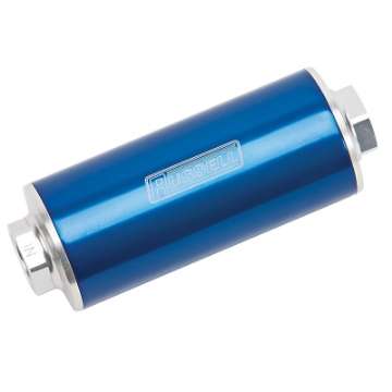 Picture of Russell Performance Profilter Fuel Filter 6in Long 10 Micron -10AN Inlet -10AN Outlet - Blue