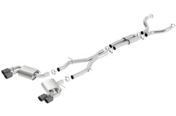 Picture of Borla 16-17 Chevy Camaro 6-2L 4in Dual CF Tips w-Black Core Dual Split Exit ATAK Catback Exhaust