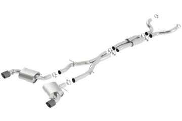 Picture of Borla 16-17 Chevy Camaro 6-2L 4-5in Carbon Fiber Tips Single Split Exit S-Type Catback Exhaust