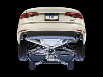 Picture of AWE Tuning Audi B9 A4 SwitchPath Exhaust Dual Outlet - Chrome Silver Tips Includes DP and Remote