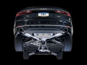 Picture of AWE Tuning Audi B9 A5 Touring Edition Exhaust Dual Outlet - Chrome Silver Tips Includes DP