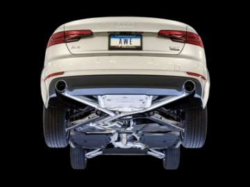 Picture of AWE Tuning Audi B9 A4 Track Edition Exhaust Dual Outlet - Chrome Silver Tips Includes DP