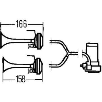 Picture of Hella Twin Trumpet Horn Kit 12V 240W 795-800Hz 118dB