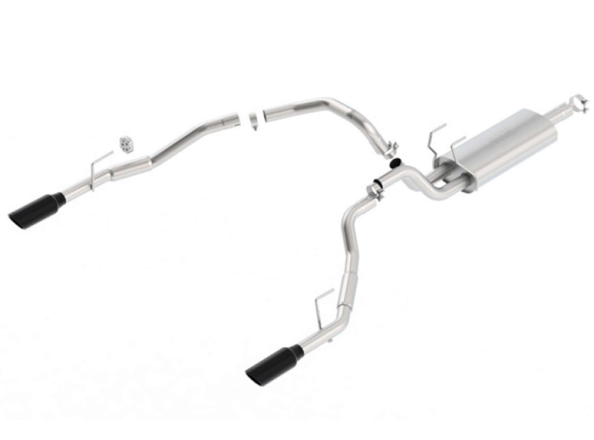 Picture of Borla 09-17 Dodge Ram 1500 5-7L V8 3in to Dual 2-5in Single Round Rolled Angle-Cut S-type Exhaust