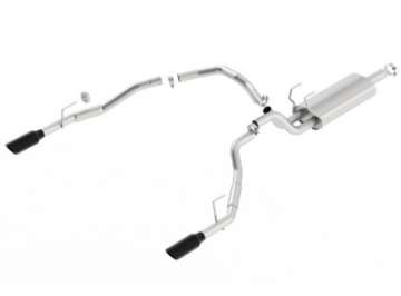 Picture of Borla 09-17 Dodge Ram 1500 5-7L V8 3in to Dual 2-5in Single Round Rolled Angle-Cut S-type Exhaust