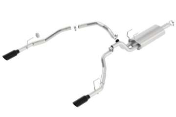 Picture of Borla 09-17 Dodge Ram 1500 5-7L V8 3in to Dual 2-5in Single Round Rolled Angle-Cut S-type Exhaust