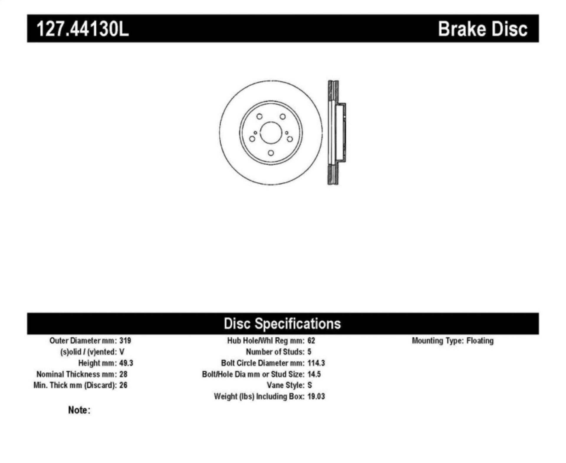 Picture of StopTech 04 Lexus RX330 SportStop Slotted & Drilled Left Rear Rotor