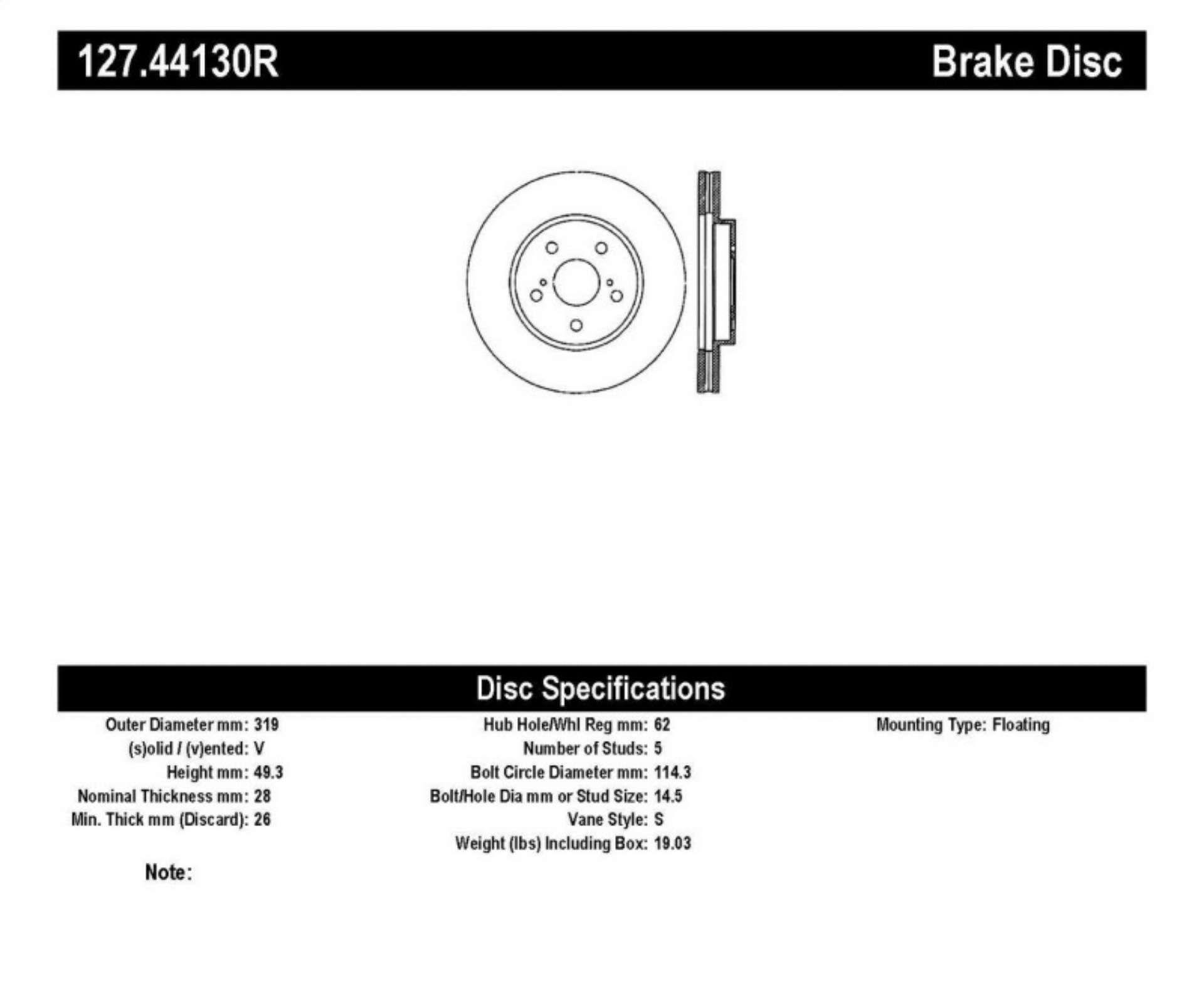 Picture of StopTech 04 Lexus RX330 SportStop Slotted & Drilled Right Rear Rotor