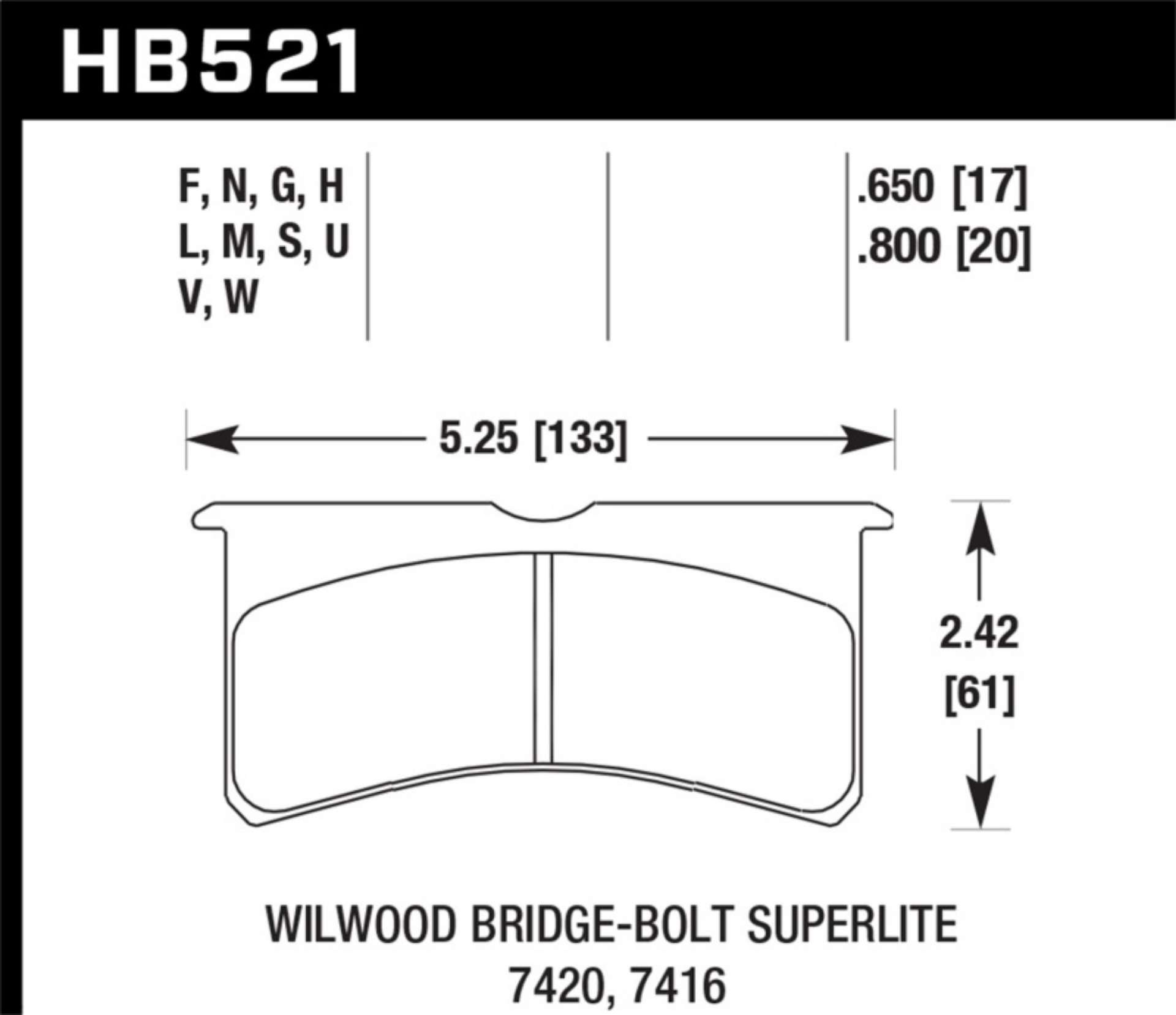 Picture of Hawk Wilwood BB SL 7420 DTC-30 Performance Race Pads