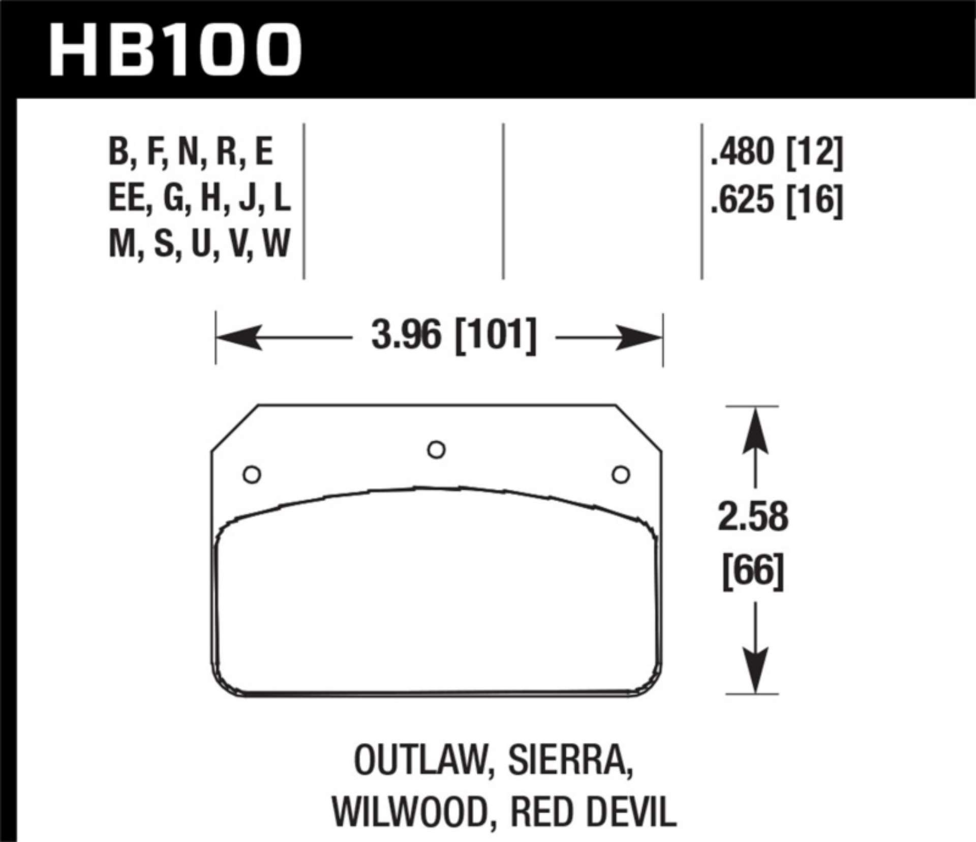 Picture of Hawk Wilwood DL-Outlaw-Sierra 12mm HPS 5-0 Street Brake Pads