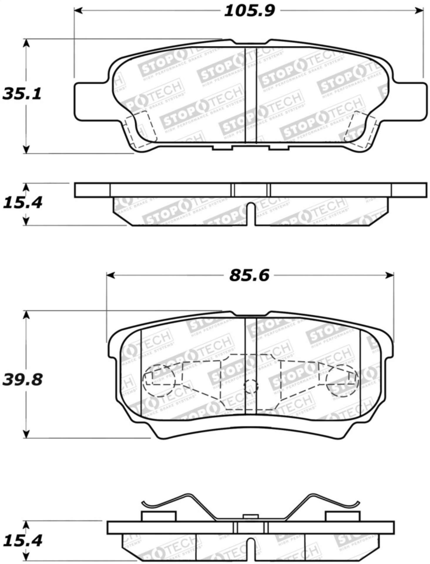 Picture of StopTech 07-17 Jeep Patriot Street Performance Rear Brake Pads