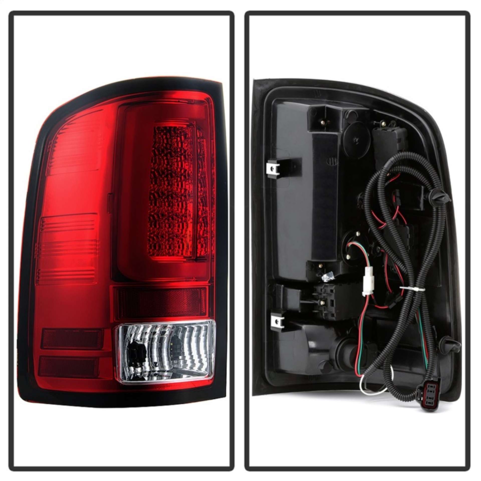 Picture of Spyder 07-13 GMC Sierra 1500 V2 Light Bar LED Tail Lights - Red Clear ALT-YD-GS07V2-LBLED-RC