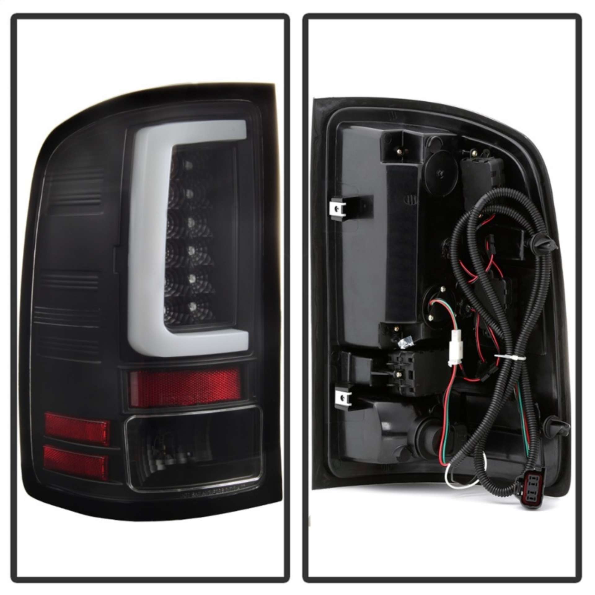 Picture of Spyder 07-13 GMC Sierra 1500 V2 Light Bar LED Tail Lights - Black ALT-YD-GS07V2-LBLED-BK