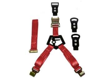 Picture of N-Fab Bed Mounted Rapid Tire Strap Universal - Gloss Black - Red Strap