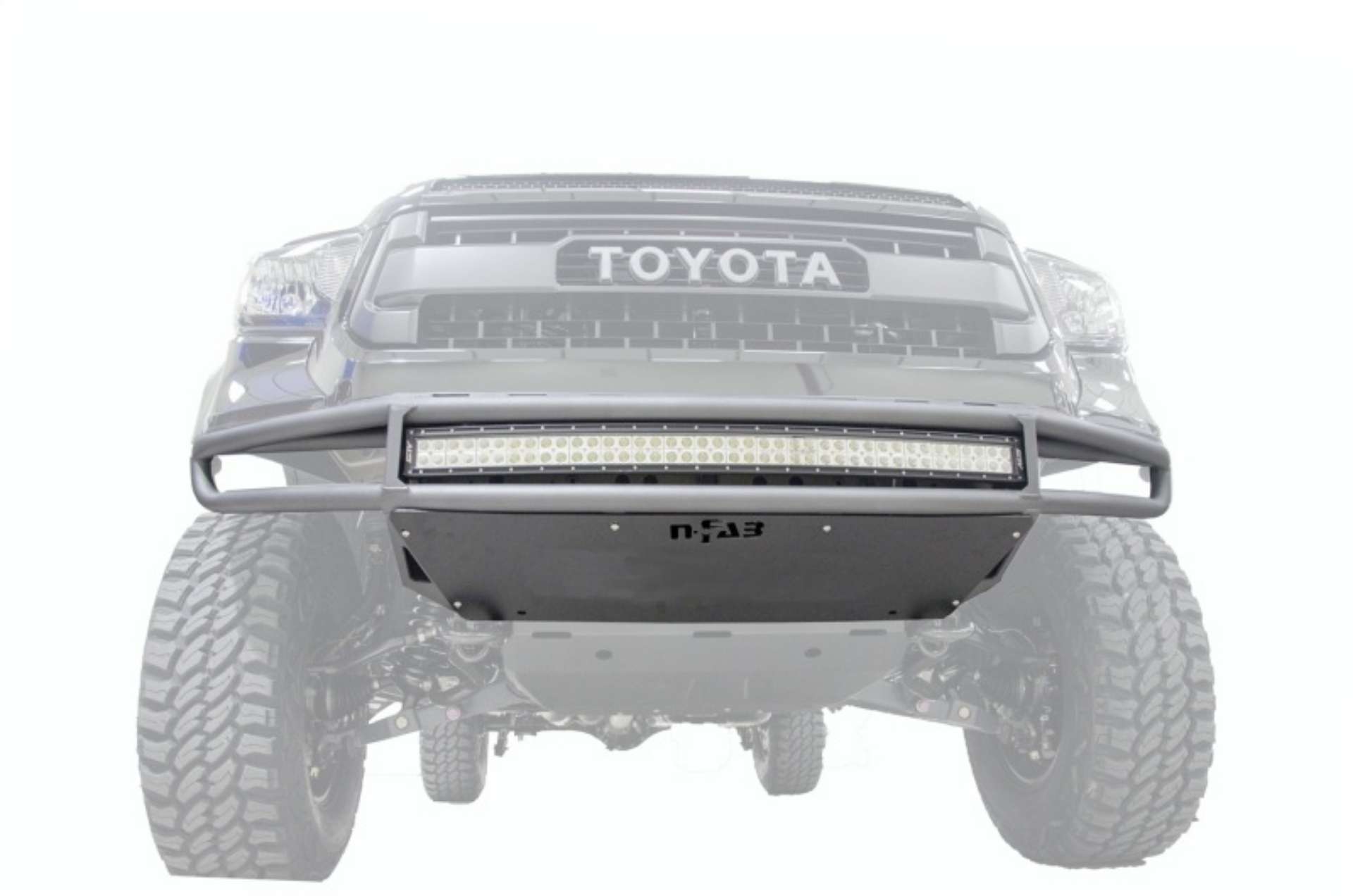 Picture of N-Fab M-RDS Front Bumper 14-17 Toyota Tundra - Gloss Black w-Silver Skid Plate