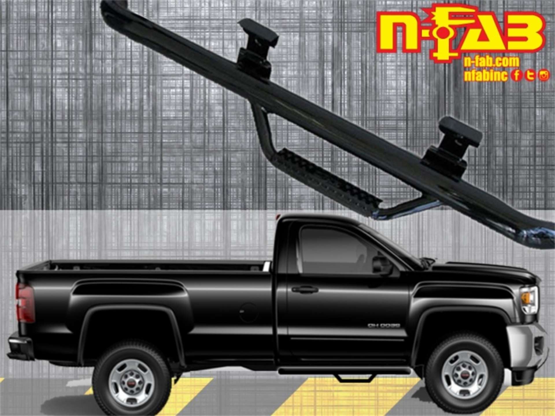 Picture of N-Fab Nerf Step 15-17 Chevy-GMC 2500-3500 Regular Cab - Gloss Black - Cab Length - 3in