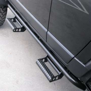 Picture of N-Fab RKR Rails 97-06 Jeep Wrangler TJ-BJ 2 Door All - Tex- Black - 1-75in - w- Detachable Steps