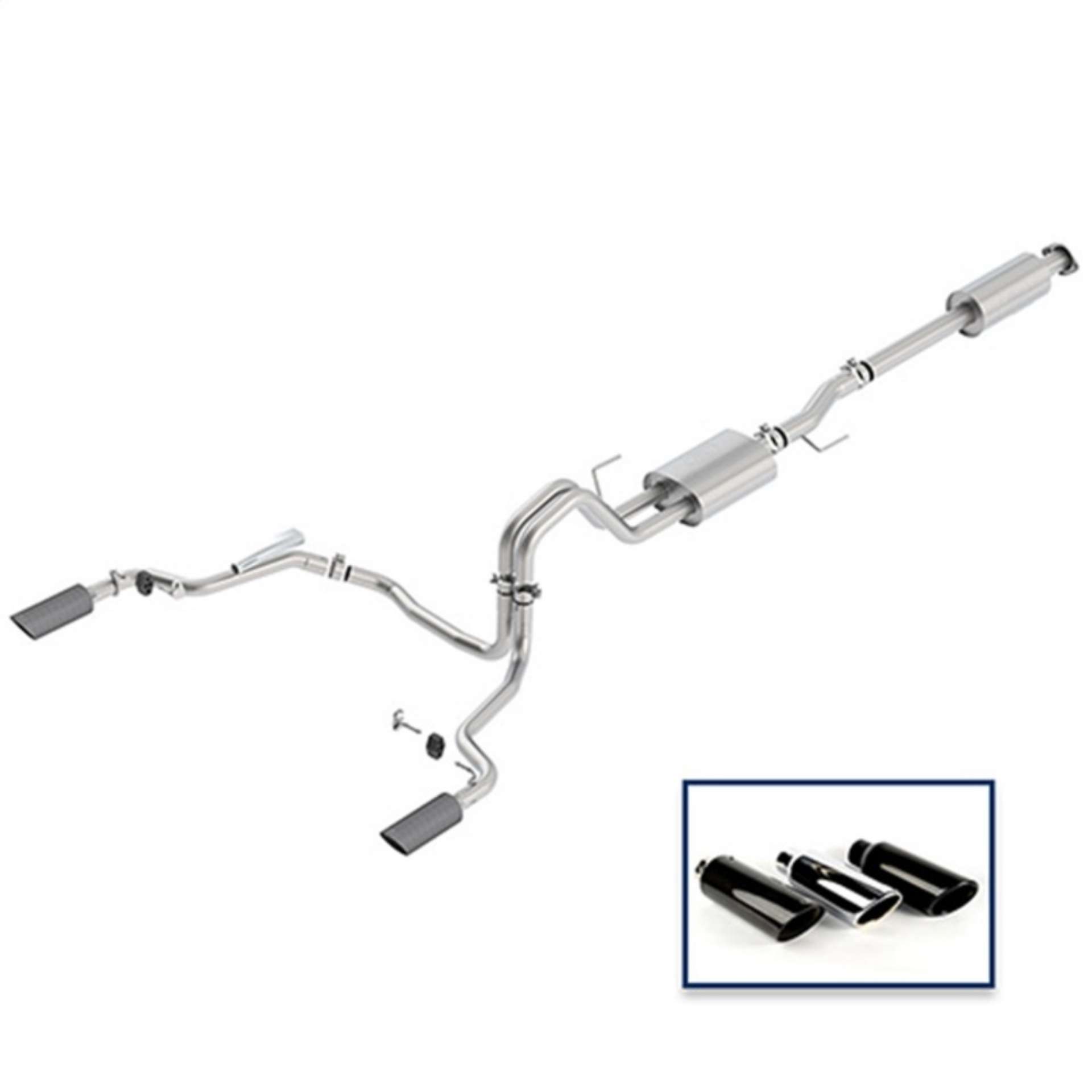 Picture of Ford Racing 15-18 F-150 5-0L Cat-Back Sport Exhaust System - Rear Exit Carbon Fiber Tips