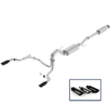 Picture of Ford Racing 15-18 F-150 5-0L Cat-Back Touring Exhaust System - Rear Exit Black Chrome Tips