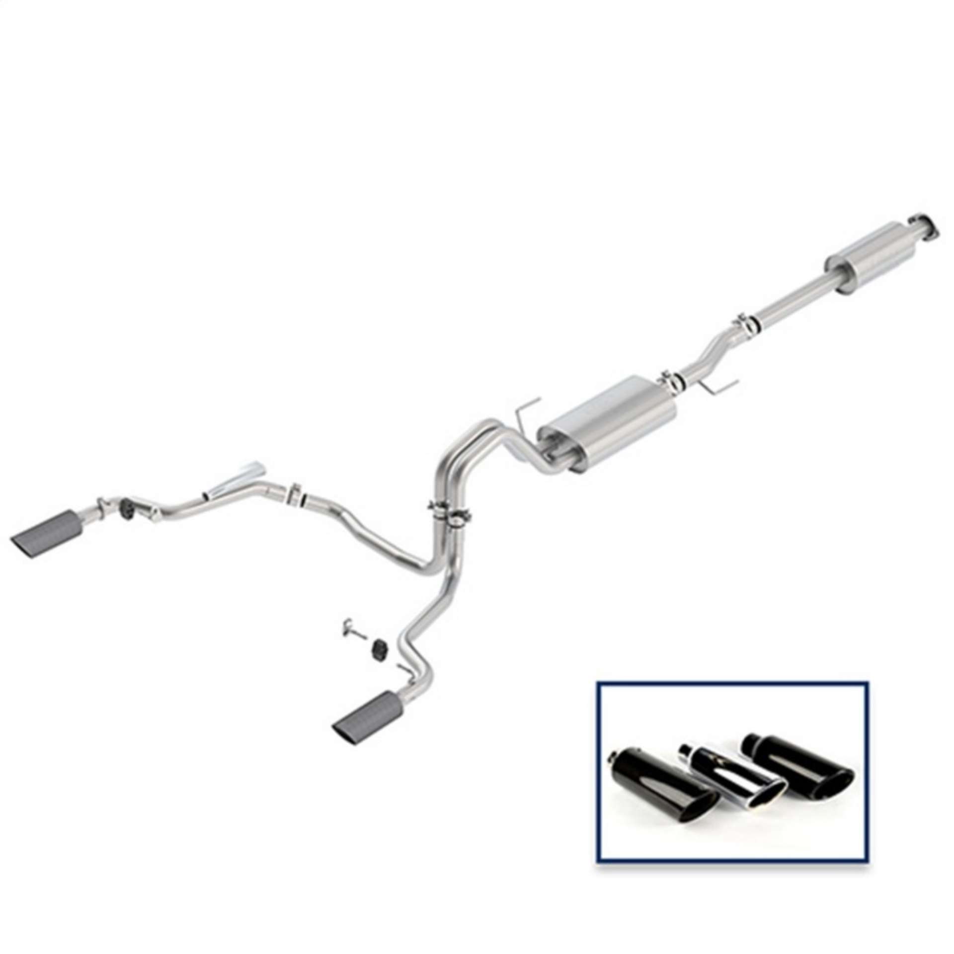 Picture of Ford Racing 15-18 F-150 5-0L Cat-Back Touring Exhaust System - Rear Exit Carbon Fiber Tips