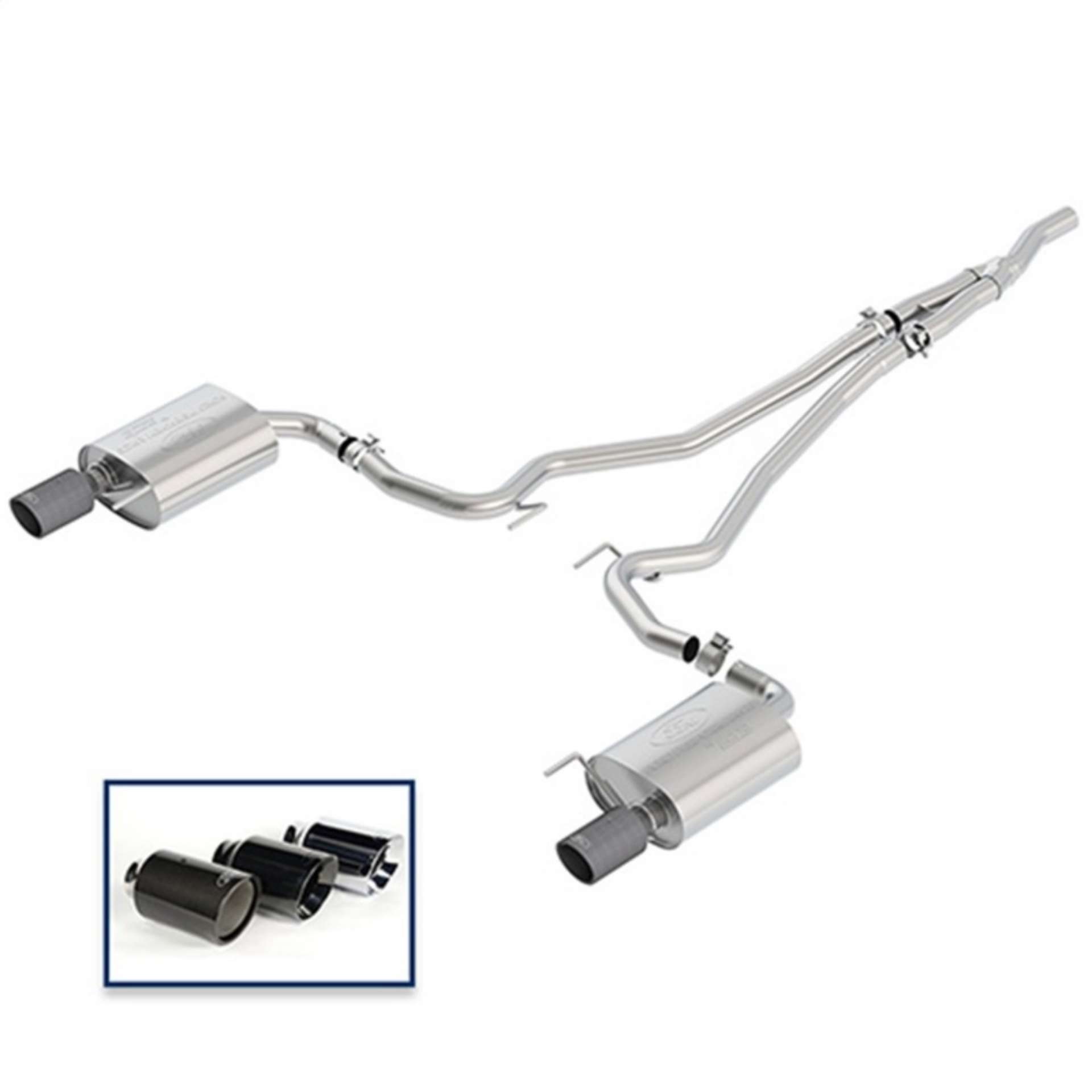 Picture of Ford Racing 2018 Mustang 2-3L Ecoboost Cat-Back Touring Exhaust System w-Carbon Fiber Tips