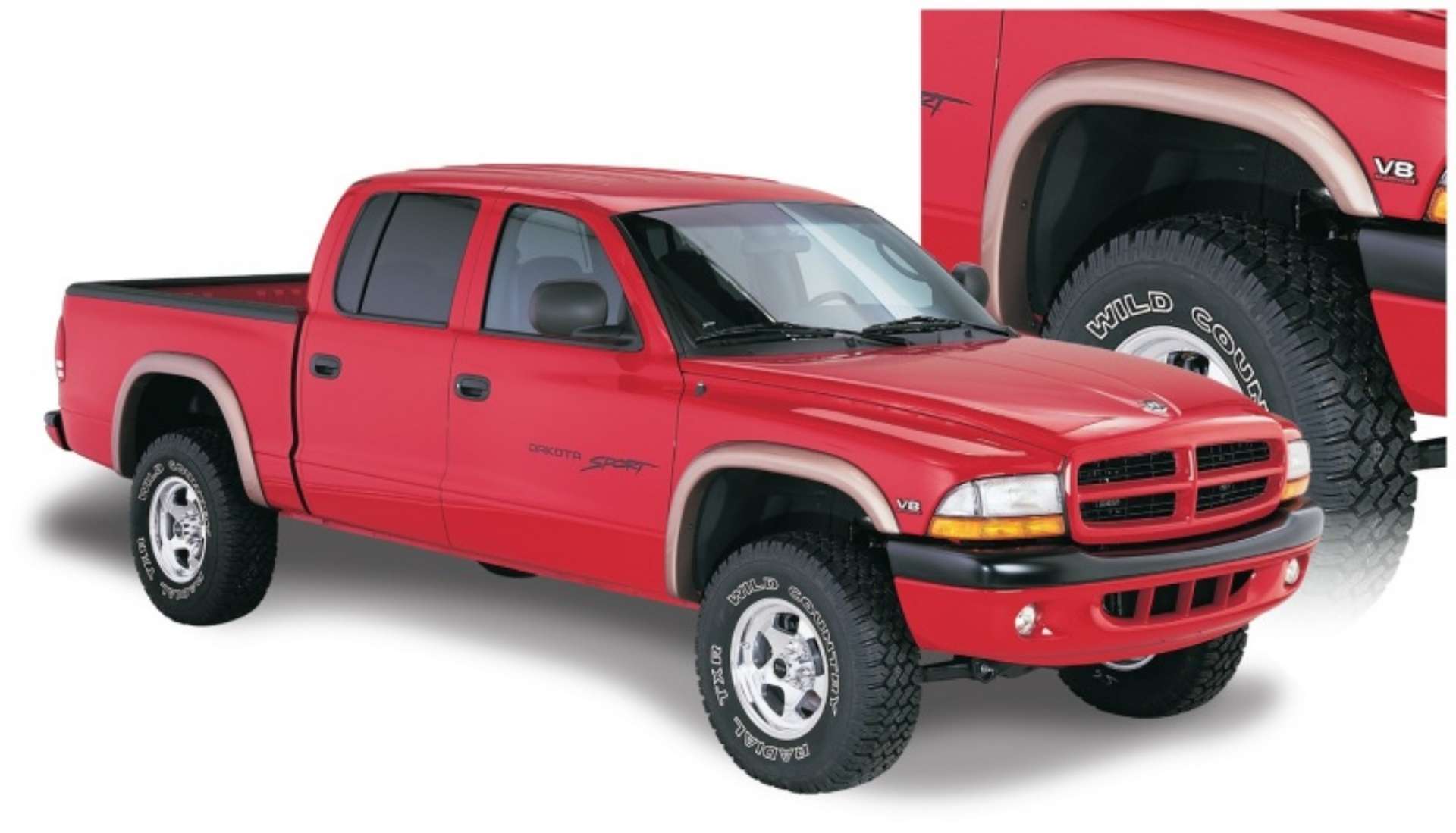 Picture of Bushwacker 97-04 Dodge Dakota Fleetside Extend-A-Fender Style Flares 4pc - Black