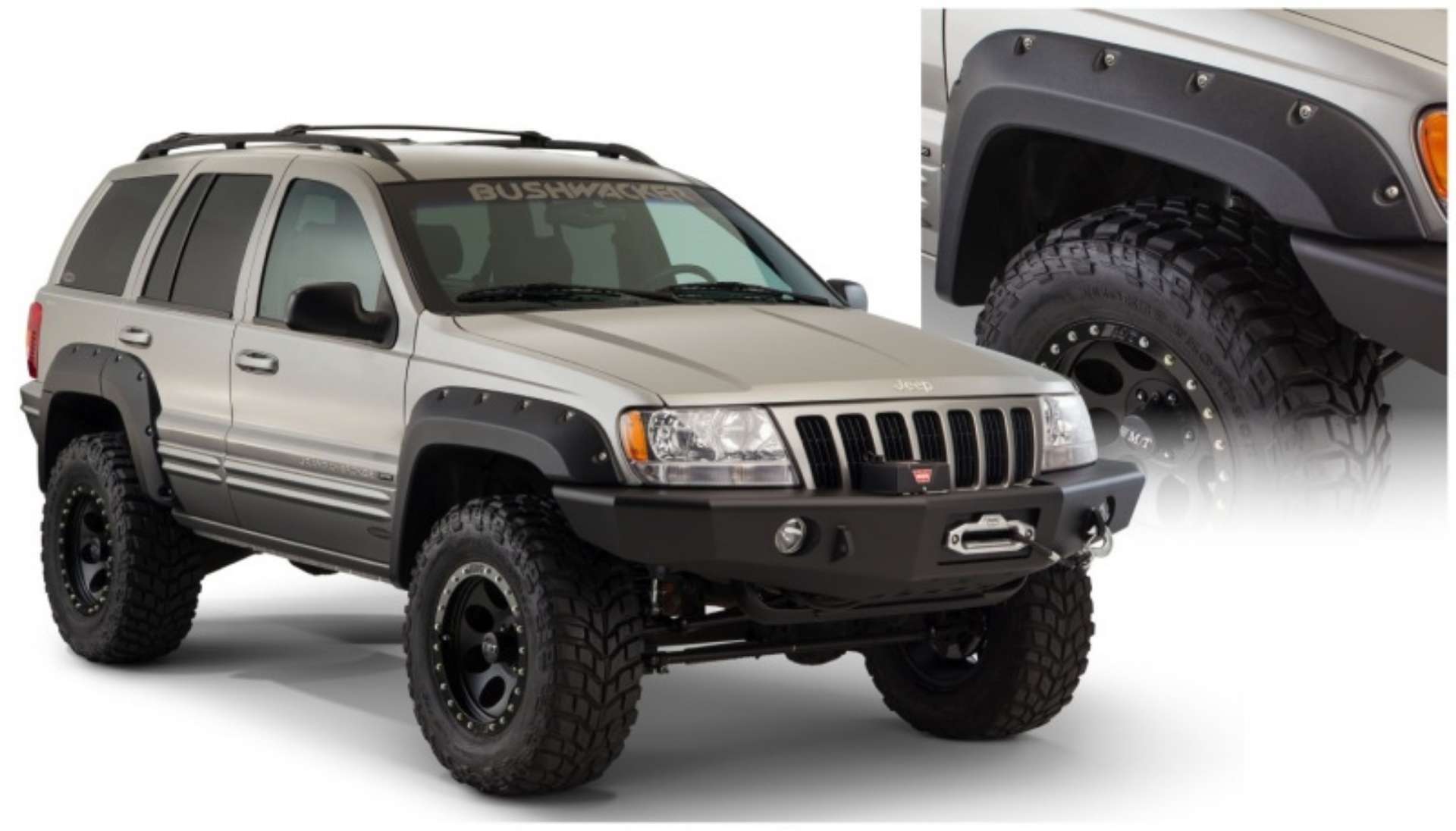 Picture of Bushwacker 99-04 Jeep Grand Cherokee Cutout Style Flares 2pc - Black