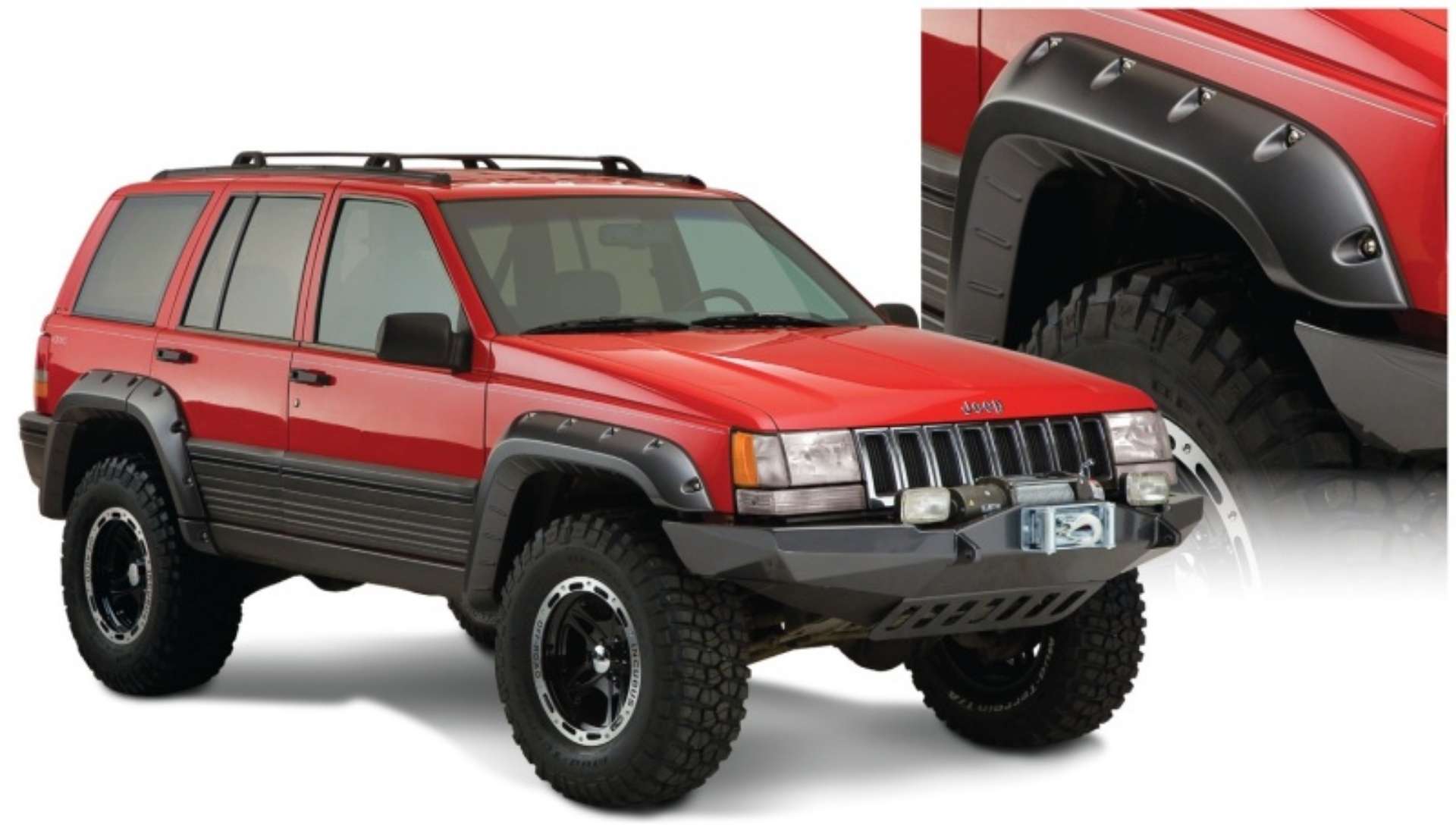 Picture of Bushwacker 93-98 Jeep Grand Cherokee Cutout Style Flares 4pc - Black