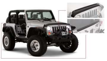 Picture of Bushwacker 07-18 Jeep Wrangler Trail Armor Hood and Tailgate Protector Excl Power Dome Hood - Black