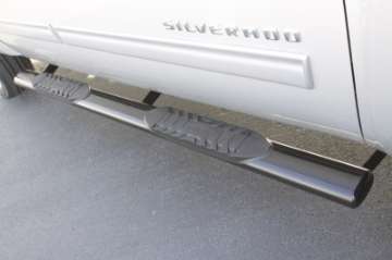 Picture of Lund 01-13 Chevy Silverado 1500 Crew Cab 5in- Oval Straight SS Nerf Bars - Polished