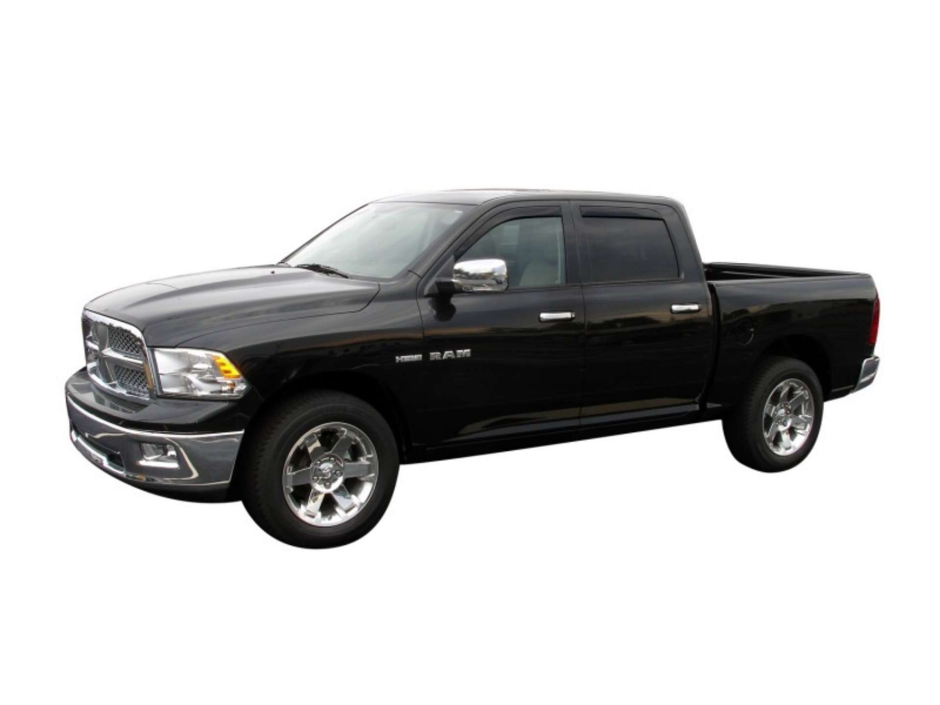 Picture of AVS 09-18 Dodge RAM 1500 Quad Cab Ventvisor Low Profile In-Channel Deflectors 4pc - Smoke