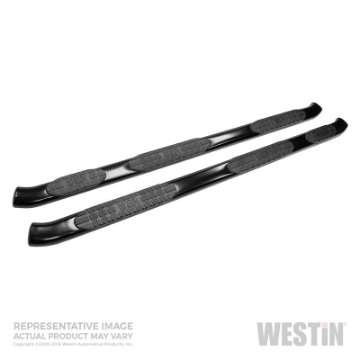 Picture of Westin 99-16 Ford F-250-350-450-550 Crew 8 ft bed PRO TRAXX 5 WTW Oval Nerf Step Bars - Blk