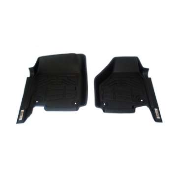 Picture of Westin 12-18 Ram Reg Cab-Quad Cab two rentention hooks Wade Sure-Fit Floor Liners Front - Blk