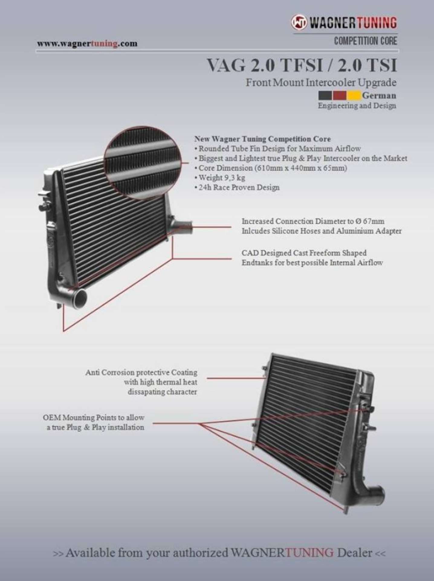 Picture of Wagner Tuning VAG 2-0L TFSI-TSI Competition Intercooler Kit