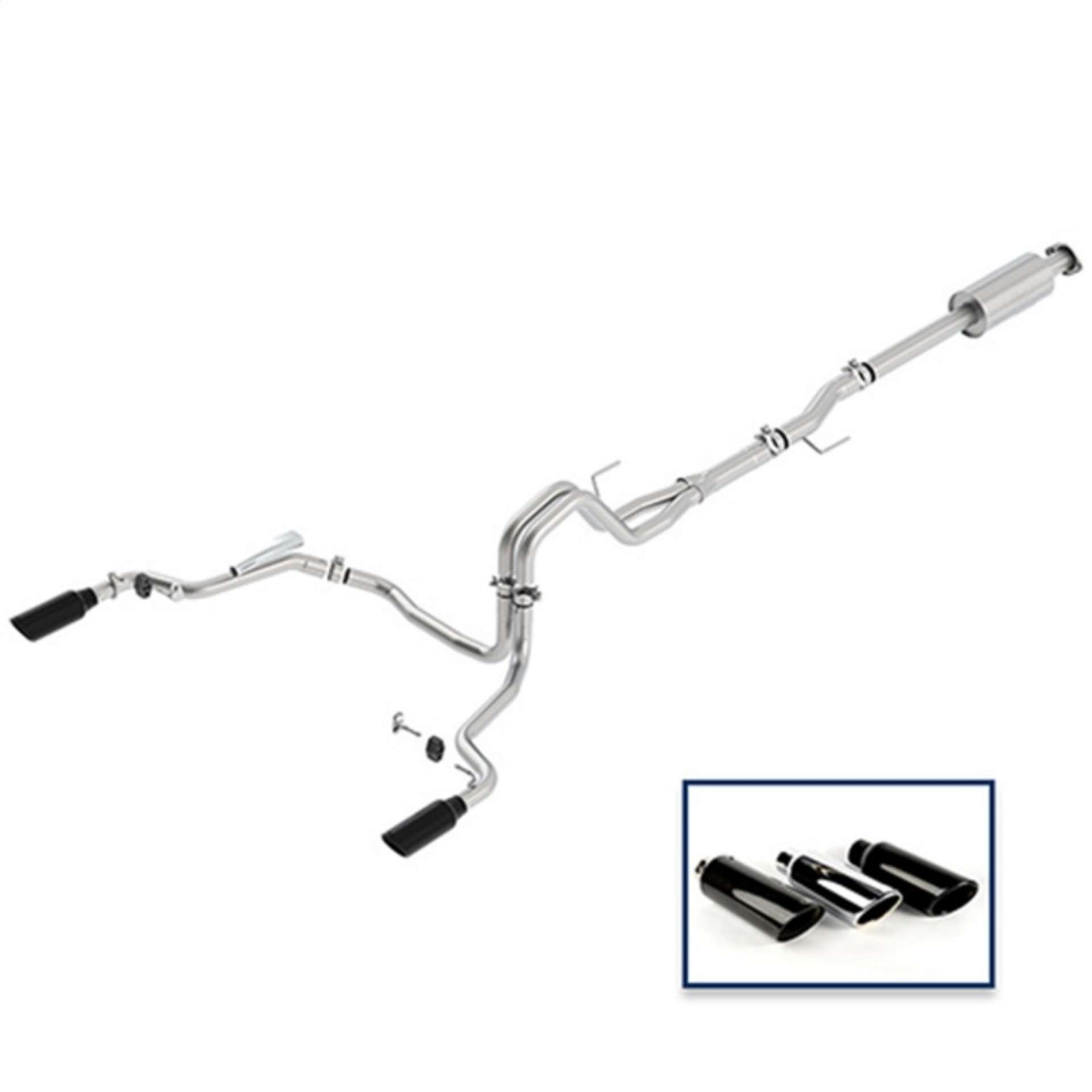 Picture of Ford Racing 15-18 F-150 5-0L Cat-Back Extreme Exhaust System Rear Exit w- Black Chrome Tips