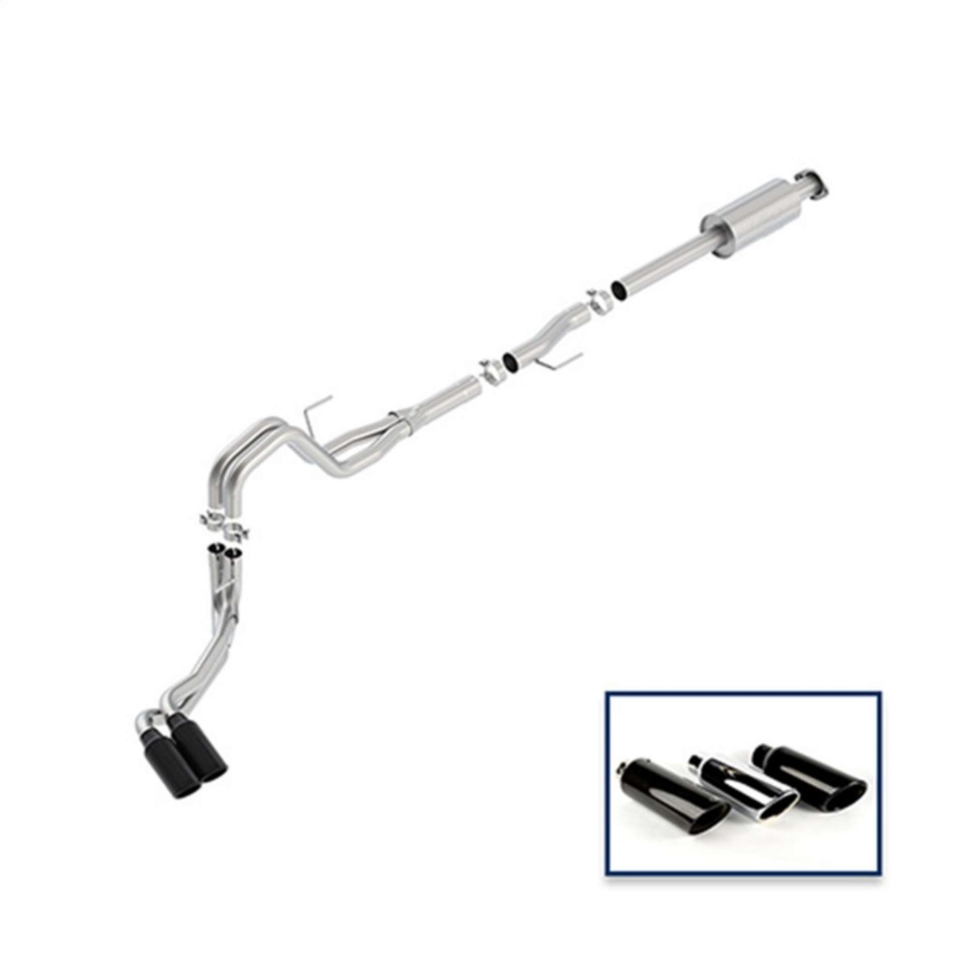 Picture of Ford Racing 15-18 F-150 5-0L Cat-Back Extreme Exhaust System Side Exit w- Black Chrome Tips