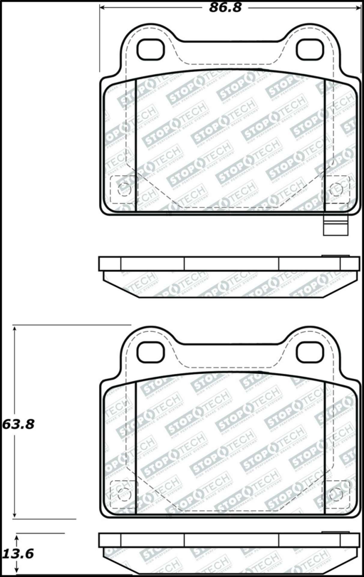 Picture of StopTech 08-15 Mitsubishi Evo X Street Performance Rear Brake Pads