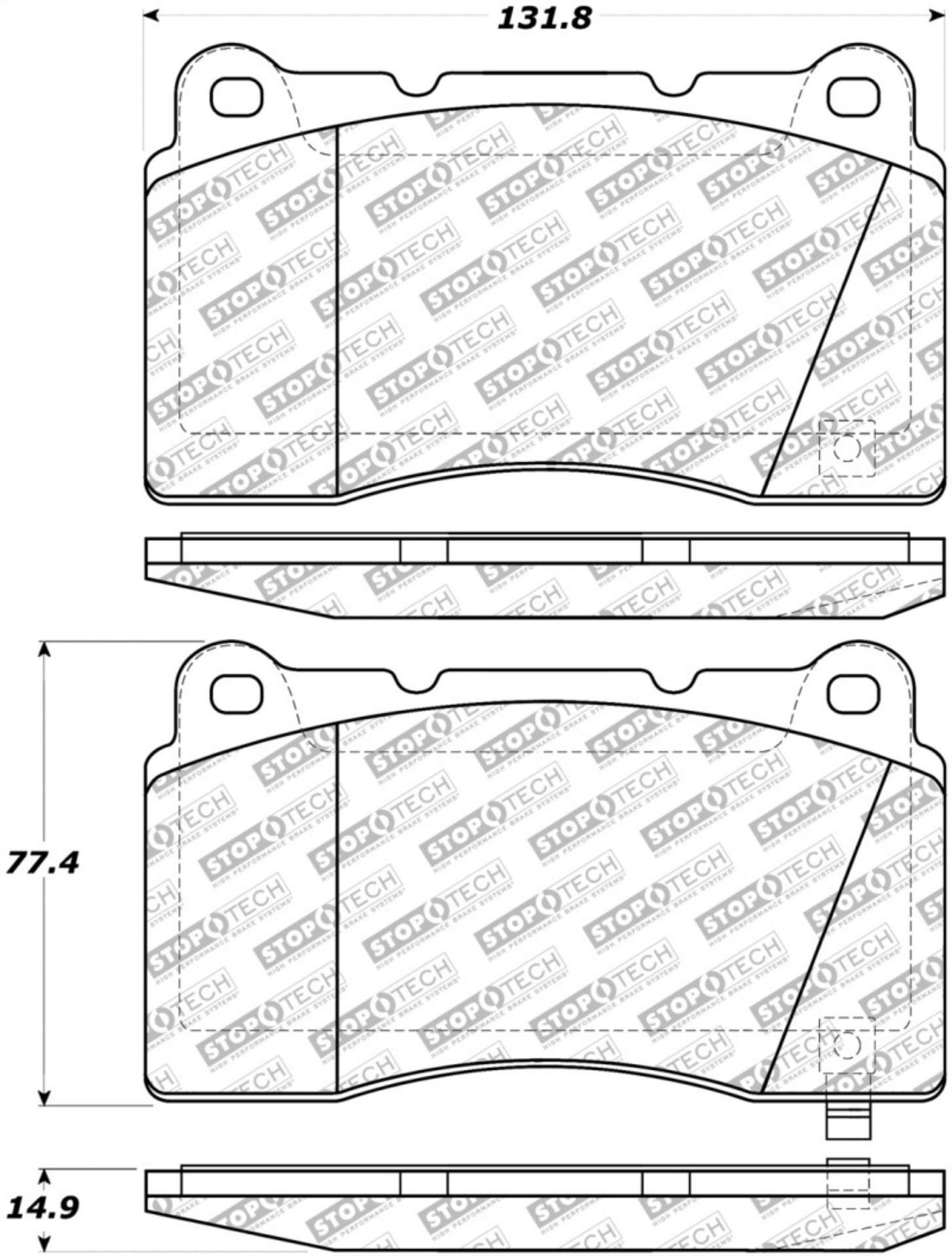 Picture of StopTech 08-15 Mitsubishi Evo X Street Select Front Brake Pads