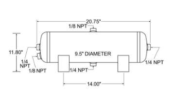 Picture of Firestone Air Tank 5 Gallon 9-5in- x 20-75in- 4 1-4in- NPT Ports 150 PSI - Black WR17609246