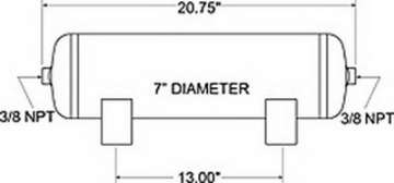 Picture of Firestone Air Tank 3 Gallon 7in- x 20-75in- 2 3-8in- NPT Ports 150 PSI Max - Black WR17609229