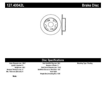 Picture of StopTech 02-06 Acura RSX Incl- Type S - 97-01 Integra Type R Slotted & Drilled Left Rear Rotor