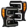 Picture of ANZO LED Headlights 17-18 Ford F-250 Super Duty Plank-Style L-E-D- Headlight Black Pair