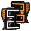 Picture of ANZO LED Headlights 17-18 Ford F-250 Super Duty Plank-Style L-E-D- Headlight Black Pair